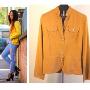 Coldwater Creek Jacket Sz S Mustard Yellow SPORTY Boho Bohemian Preppy Riding